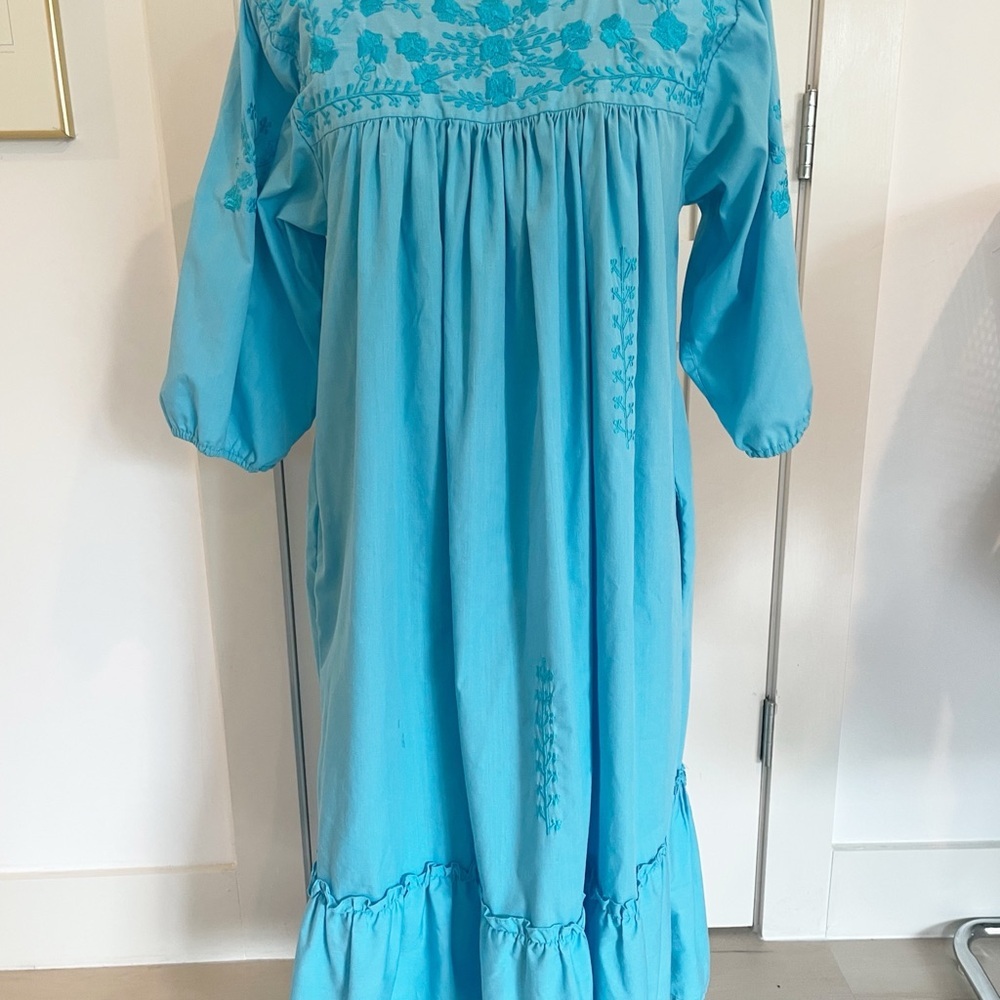 Vintage 70's 80's Mexican hippie boho  embroidered casual dress - Picture 3 of 12